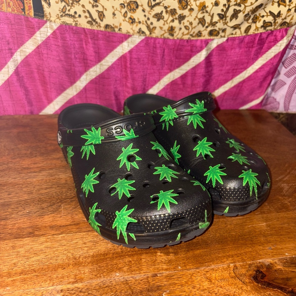 Black and green crocs